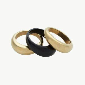 NEW Soko Mixed Material Gold Brass Black Horn Fan Ring Stack Womens Size 6 Kenya